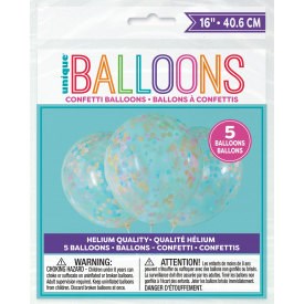 Clear Confetti Balloon 16in 5ct - Stars