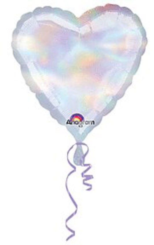 Anagram Iridescent Heart 18in Foil Balloon FLAT