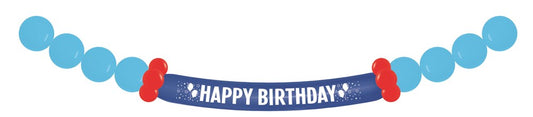 10' Sempertex Birthday Boy Balloon Banner Latex 17ct