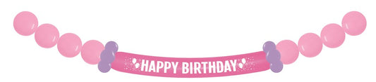10' Sempertex Birthday Girl Balloon Banner Latex 17ct