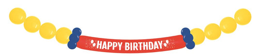 10' Sempertex Happy Birthday Balloon Banner Latex 17ct