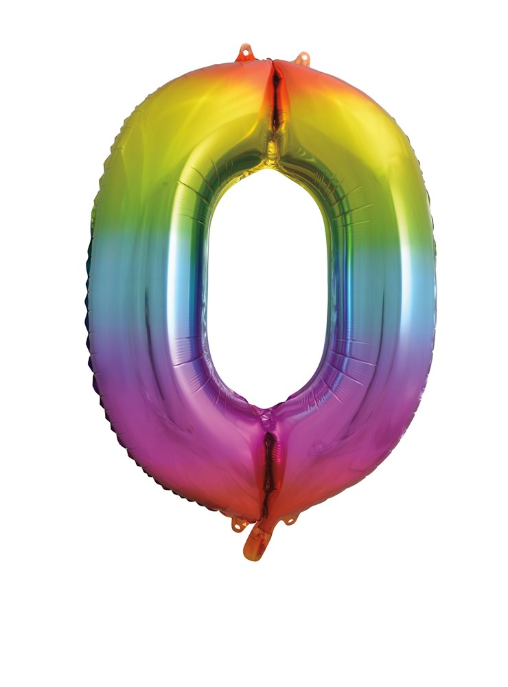 Jumbo Foil Number Balloon 34in Rainbow - 0