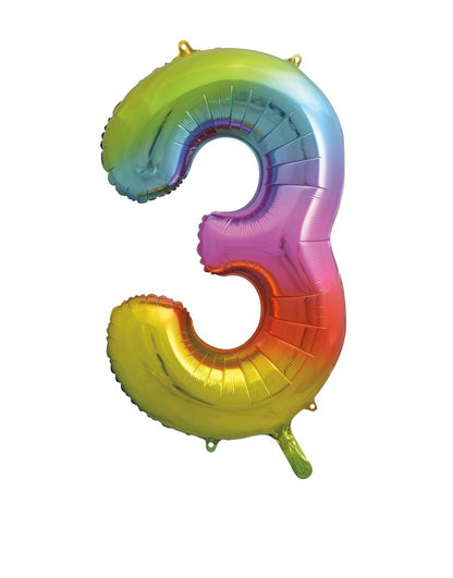 Jumbo Foil Number Balloon 34in Rainbow - 3