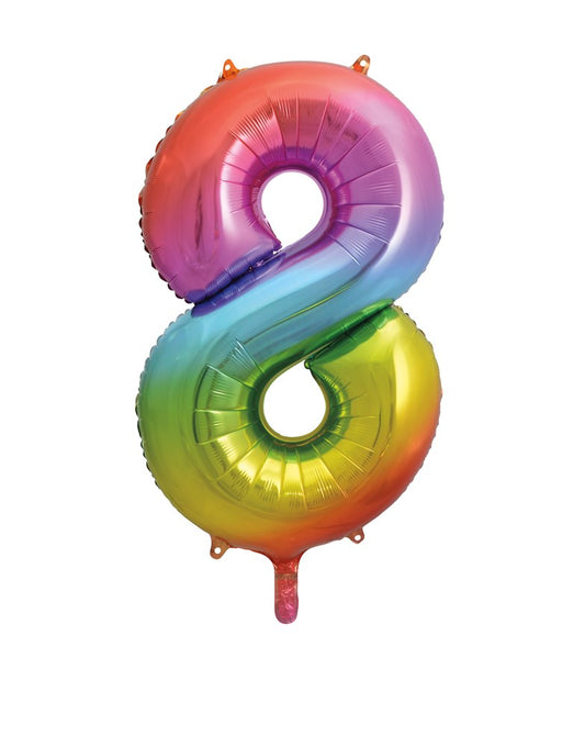 Jumbo Foil Number Balloon 34in Rainbow - 8