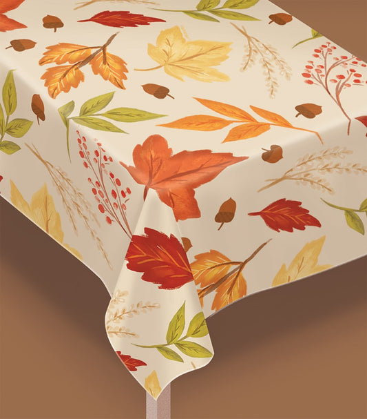 Fall Foliage Table Cover - Flannel-Backed Vinyl 52in x 90in