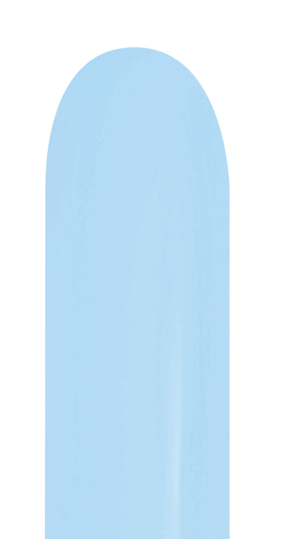 Pearl blue latex balloon with a smooth, elongated shape used for twisting or decorating.