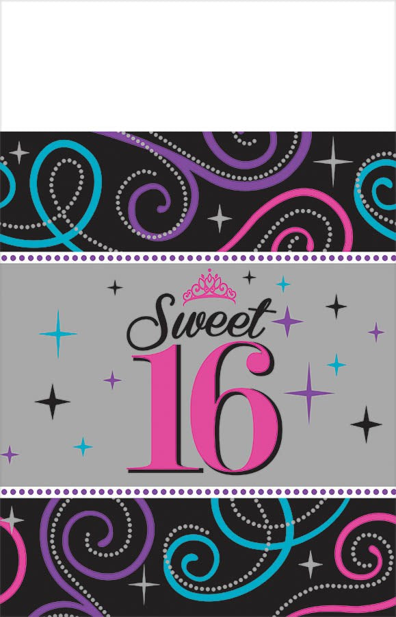 Sweet 16 Celebration Tablecover 54x102