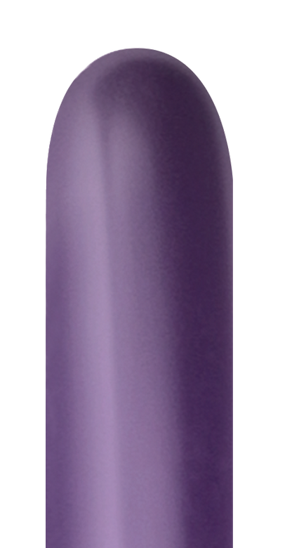 Glossy violet latex balloon with an elongated oval shape, ideal for twisting and sculpting.