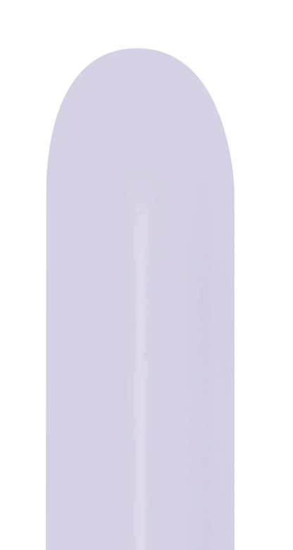 Single pastel matte lilac latex balloon with an oval shape and smooth surface.