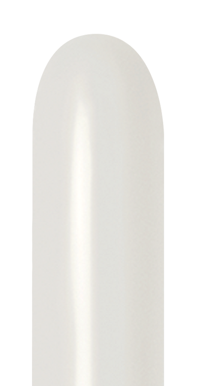 Glossy cream-colored latex balloon with an elongated oval shape, deflated.