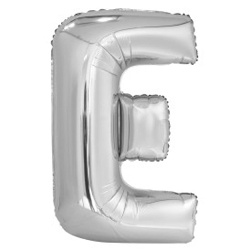 Globo con letras jumbo de aluminio de 34 pulgadas plateado - E