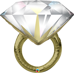 Globo de aluminio con forma de anillo de bodas de diamante Qualatex de 37 pulgadas, 1 unidad