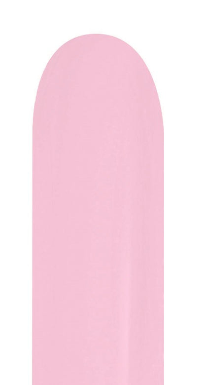 Pearl pink elongated latex balloon for twisting and shaping crafts.