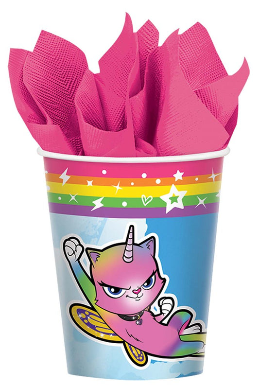 Rainbow Butterfly Unicorm Kitty Cup 9oz 8ct