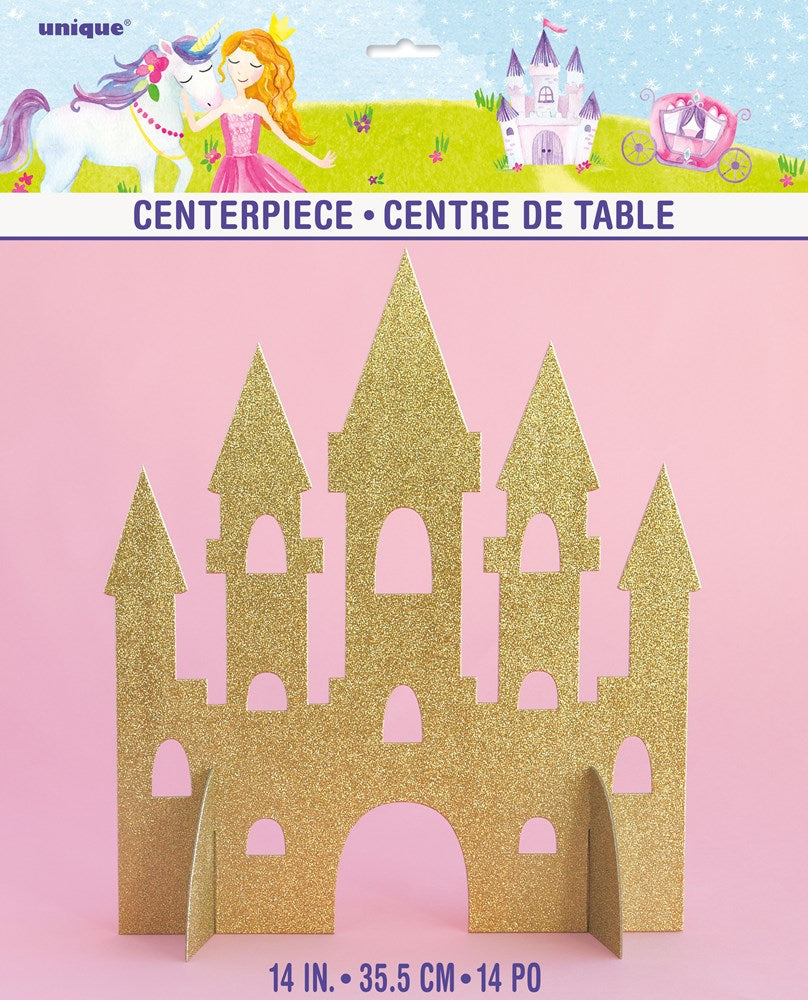 Centro de mesa con purpurina de castillo de princesa de 14 pulgadas