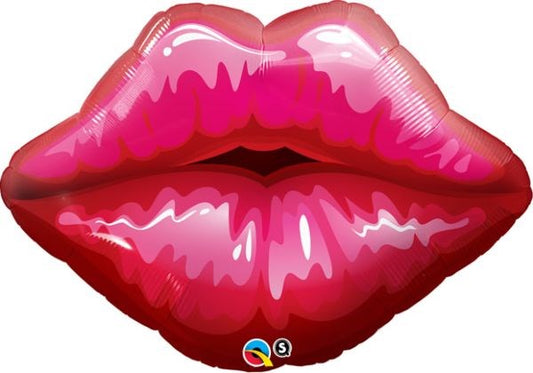 Globo de aluminio de 30 pulgadas con forma de labios Kissey rojo grande