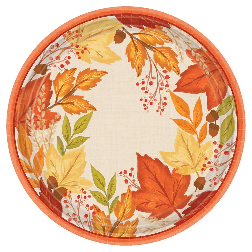 Fall Foliage Round Plates 10.5in 8ct