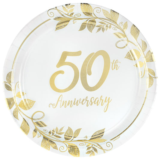Happy 50th Anniversary 10.75in Plato Redondo Metálico
