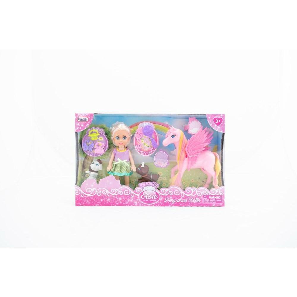 6.5inDoll and 6in Pony Play Set W/Pets In Window Box - Toy World Inc