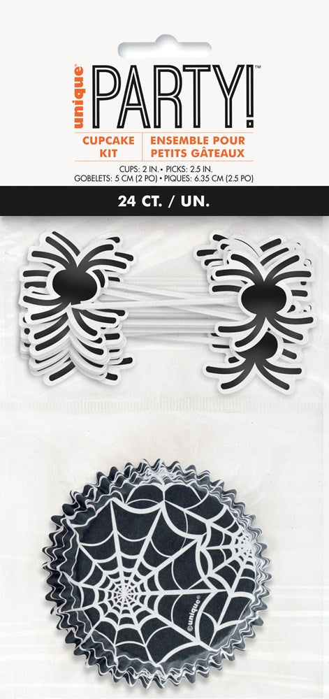 Black Spider Web Cupcake Kit 24ct