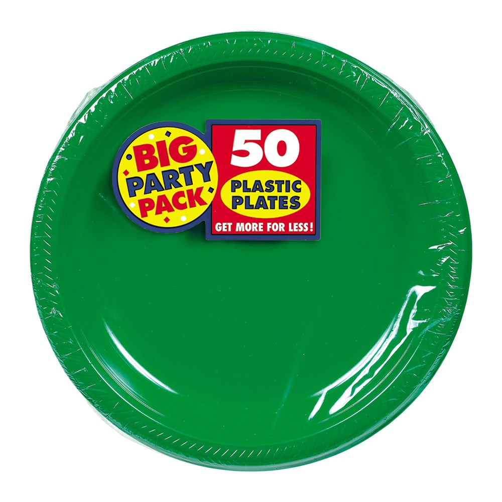 Plato Festivo de Plástico Verde 7in 50ct