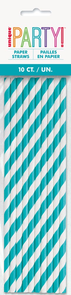 Unique Paper Party Straws 10ct - Carribean Teal