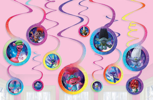 Trolls World Tour Swirl Decoration Value Pack 12ct