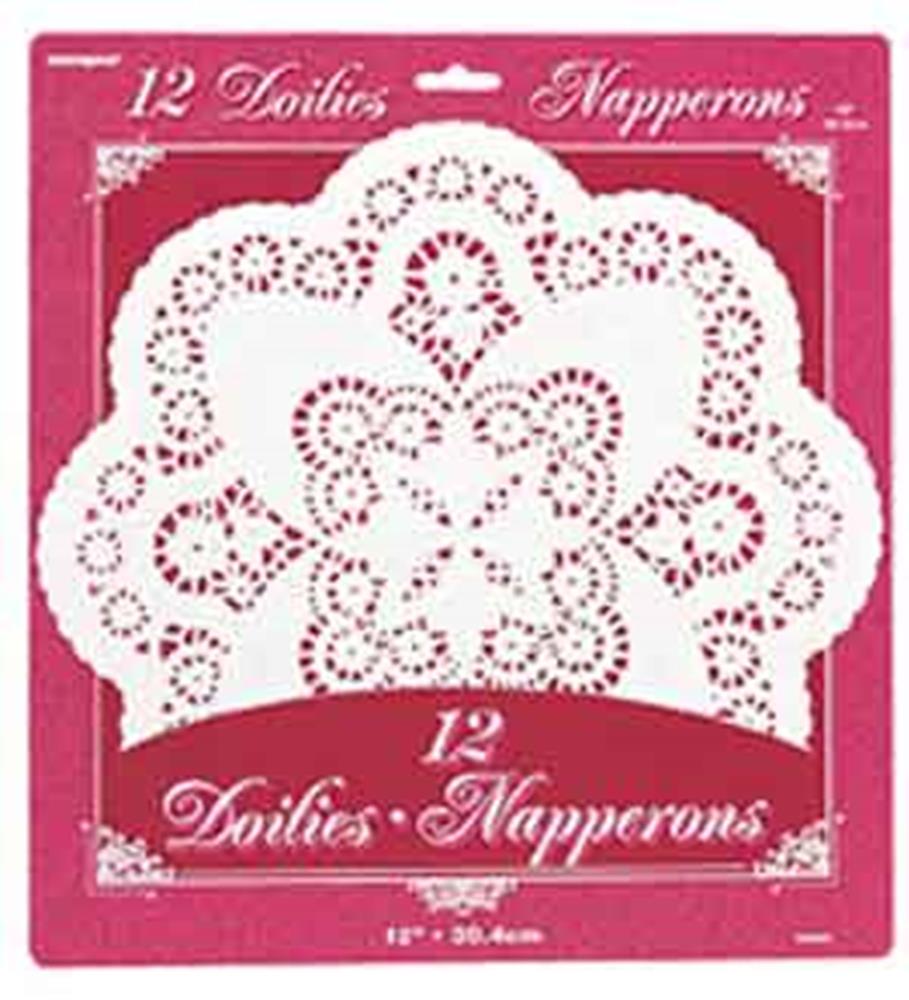 Doilies 12in Wht 12pc