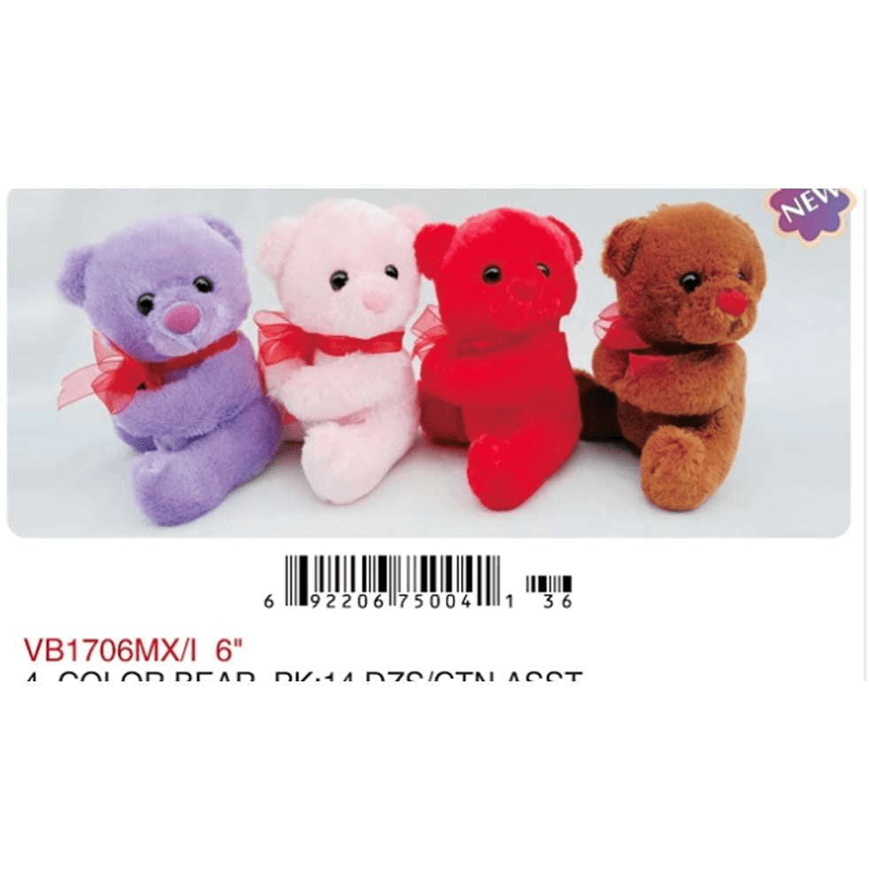 6in 4-Color Bear I Love You - Toy World Inc