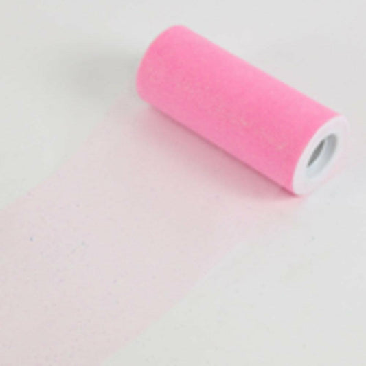 6in Glitter Tulle 25yd/Roll - Pink - Toy World Inc