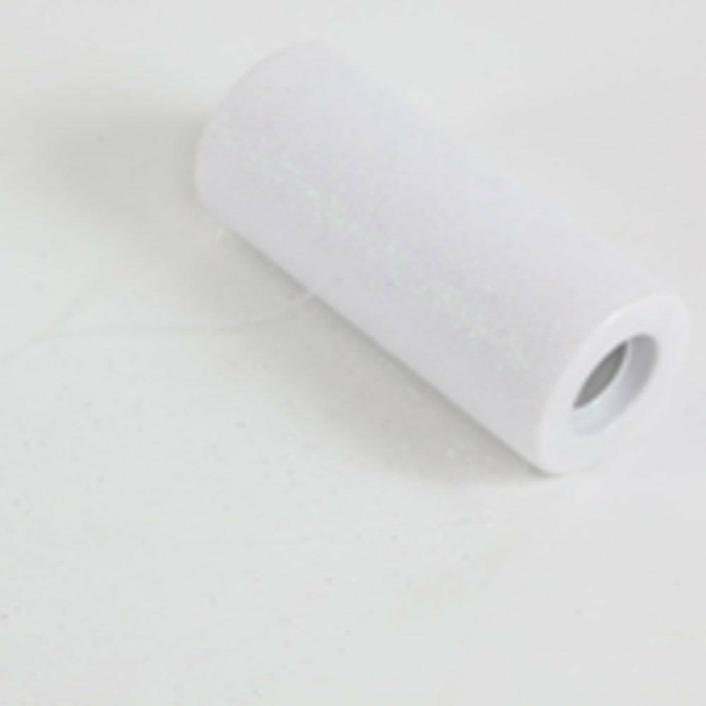 6in Glitter Tulle 25yd/Roll - White - Toy World Inc