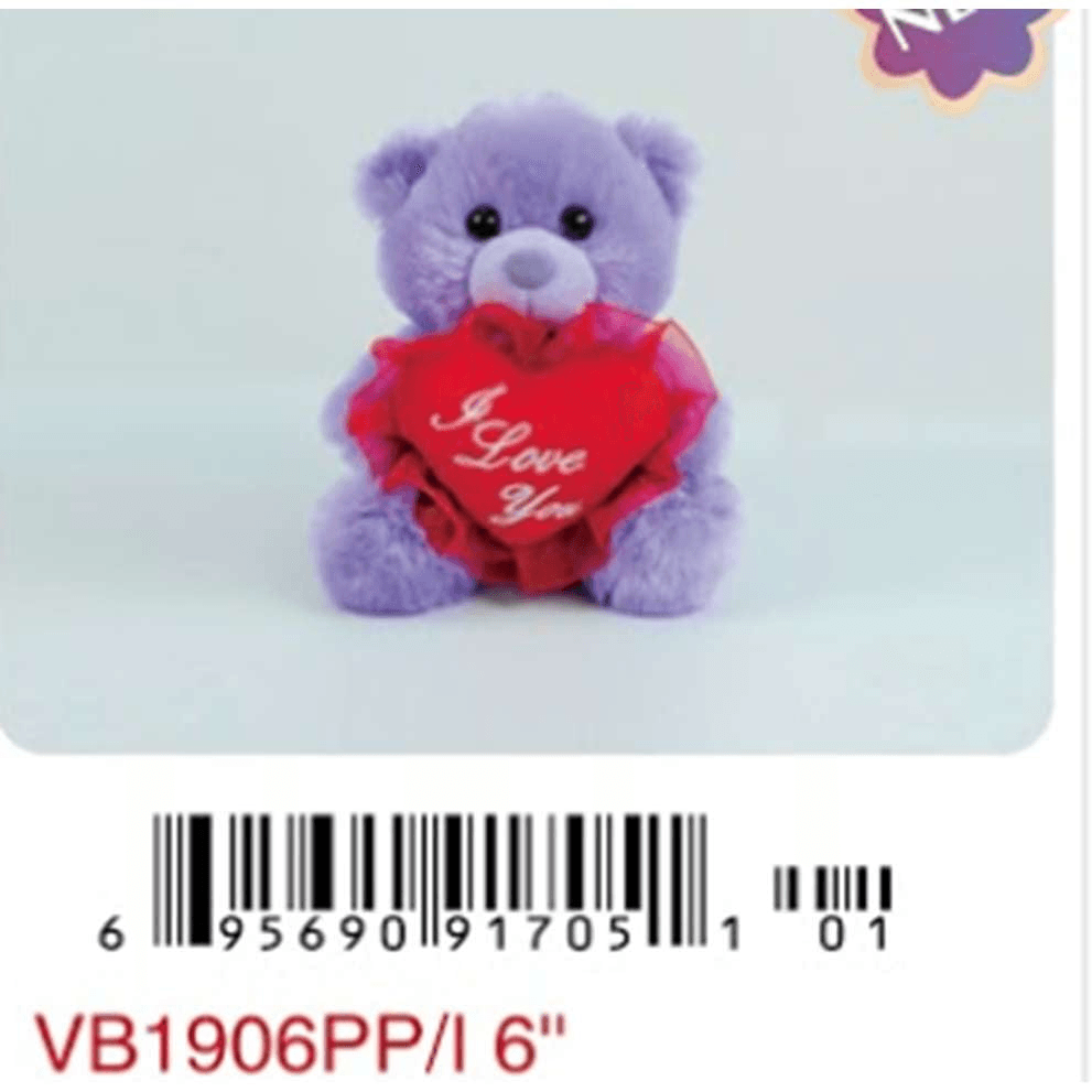 6in Purple Bear I Love You - Toy World Inc