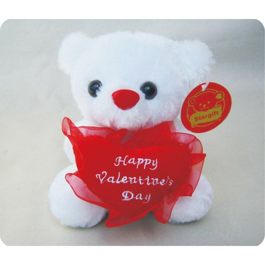 6in White Bear Happy Valentines Day - Toy World Inc