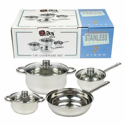 7 Piece Stainless Steel Cookware Set - Toy World Inc