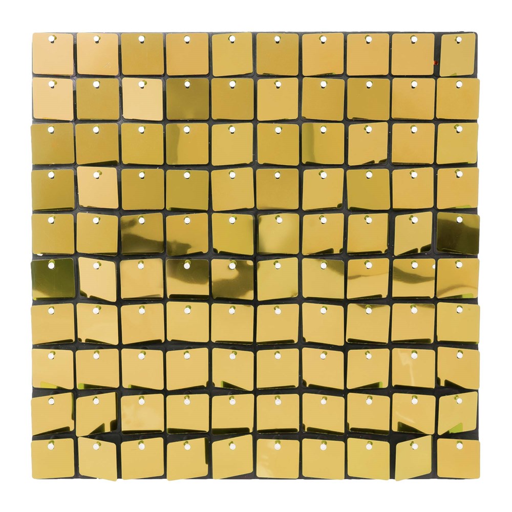 Decoración de pared con lentejuelas cuadradas doradas
