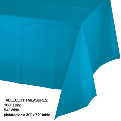 Turquoise Plastic Tablecover 54inX108in