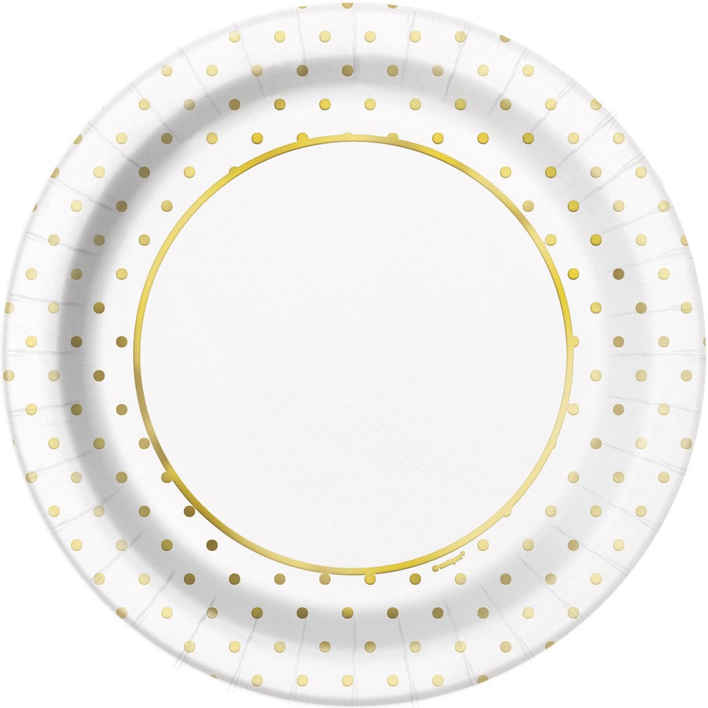 Elegant Gold Dots Plate (L) 8ct