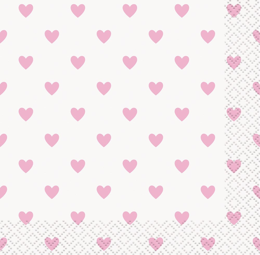 Baby Shower Heart - Pink Napkin (S) 16ct