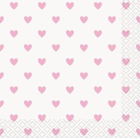 Baby Shower Heart - Pink Napkin (S) 16ct