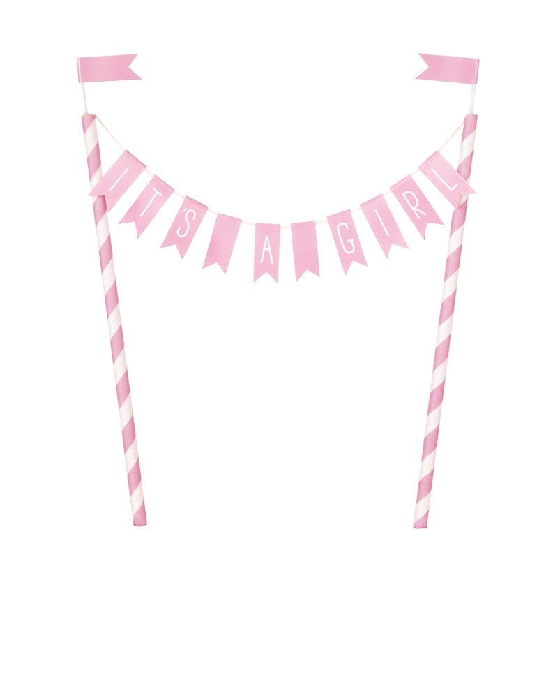 Its A Girl Baby Shower Bunting Cake Top