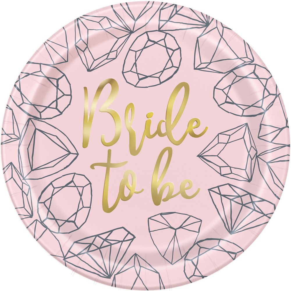 Pink Diamond Bachelorette Party 9in Plate 8ct