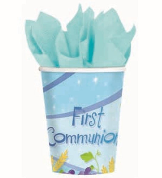 First Communion Blue Cup 9oz 18ct