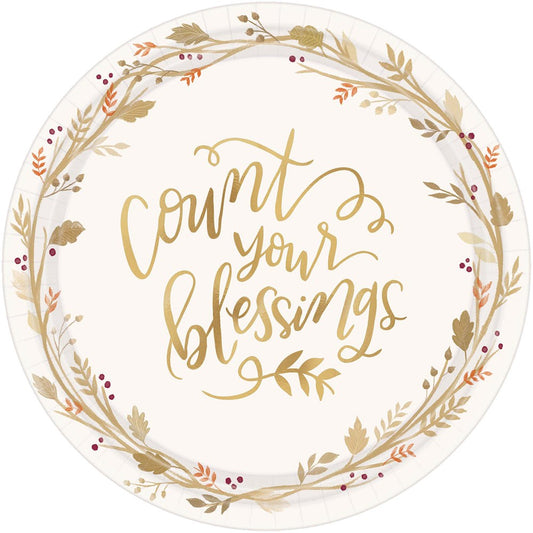Always Be Thankful Round Plates 7in 18ct