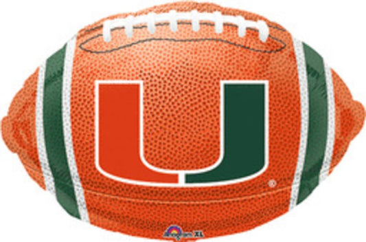 University of Miami Football 18in Flat Foil Balloon