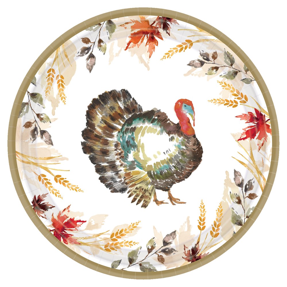 Classic Thanksgiving 9in Paper Plate 60ct