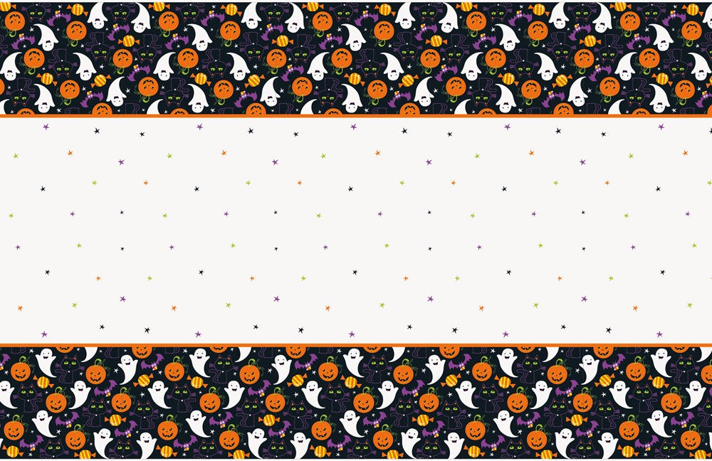 Cat and Pumpkin Halloween Plastic Tablecover 54in x 90in