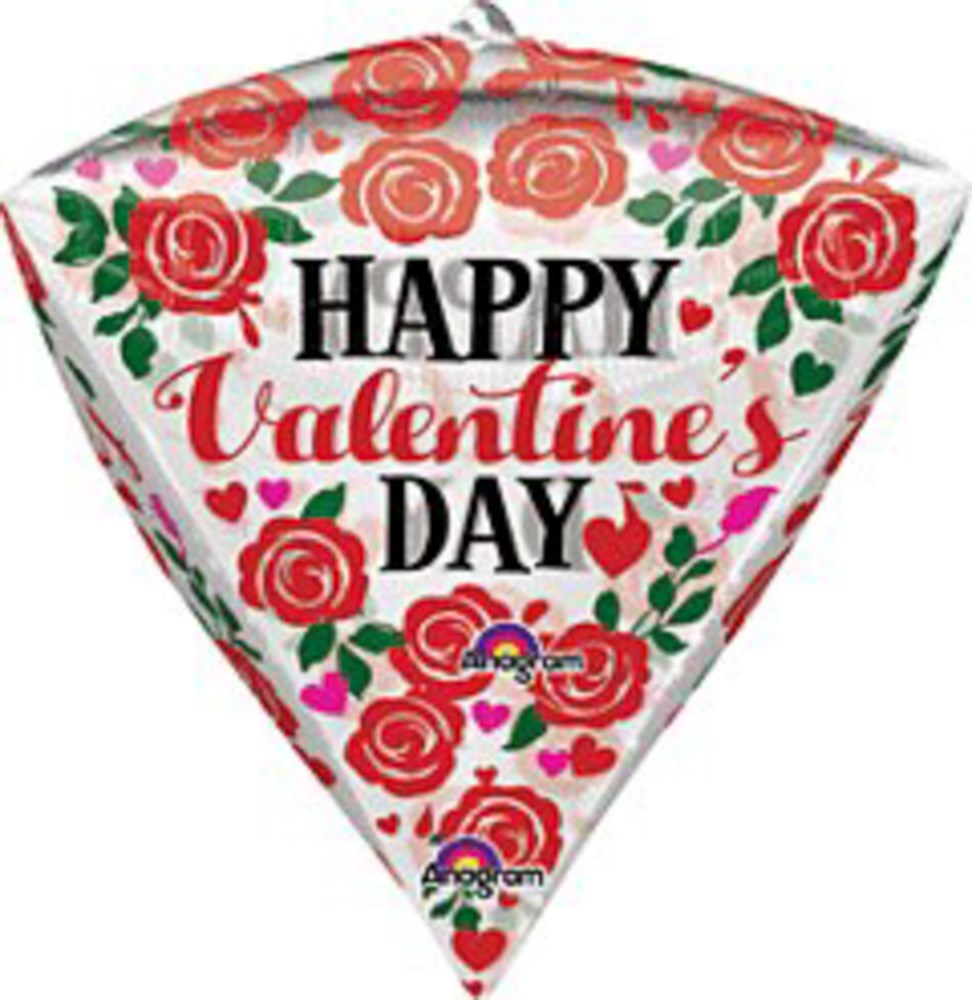 Happy Valentines Day Rosas/Corazones 17in Diamondz DESCATALOGADO