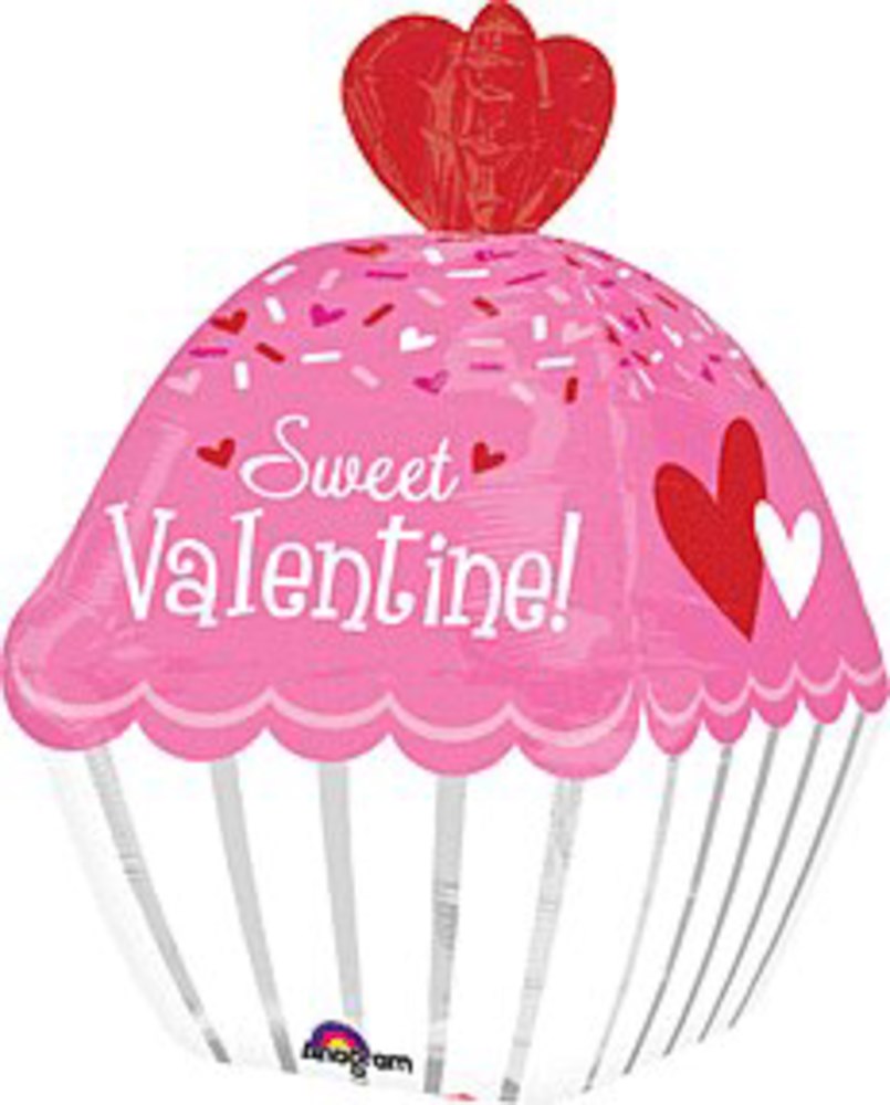 Sweet Valentine Cupcake 24in Foil Balloon DISCONTINUED