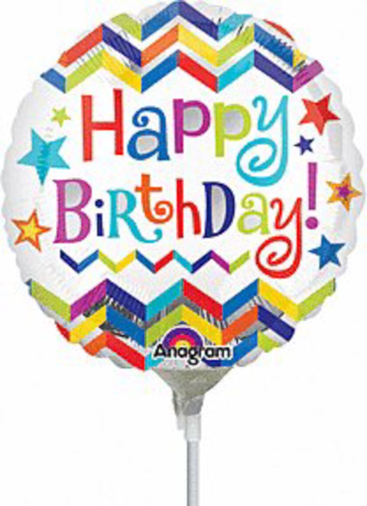 Happy Birthday Chevron Star 9in Mini Foil Balloon FLAT