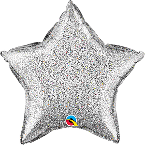 Qualatex 20 Inch Glitter Star Silver Foil Balloon 1ct